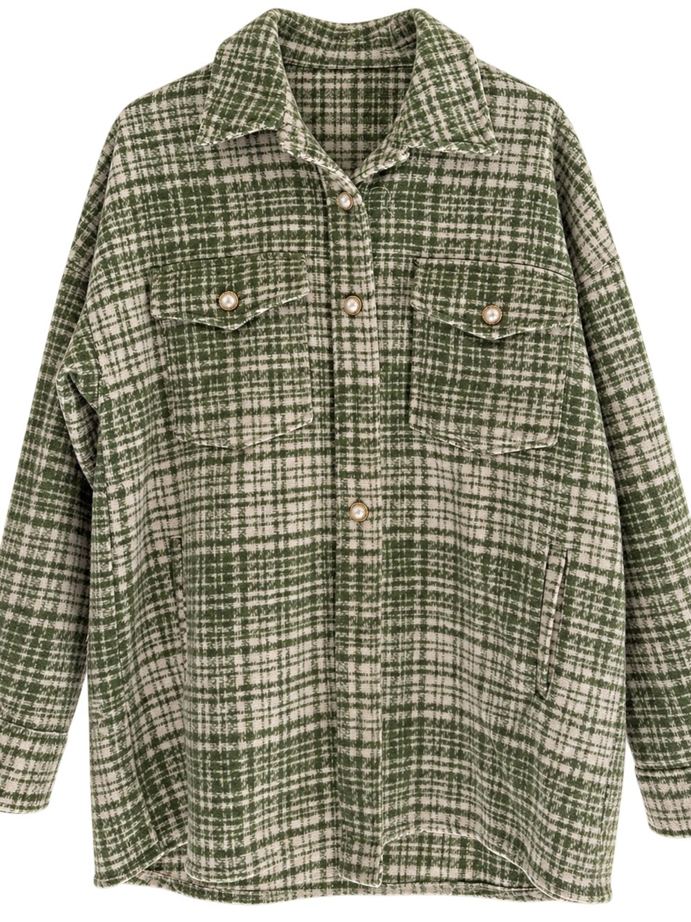 Forever 21 Olive Green Plaid Button-Front Shirt